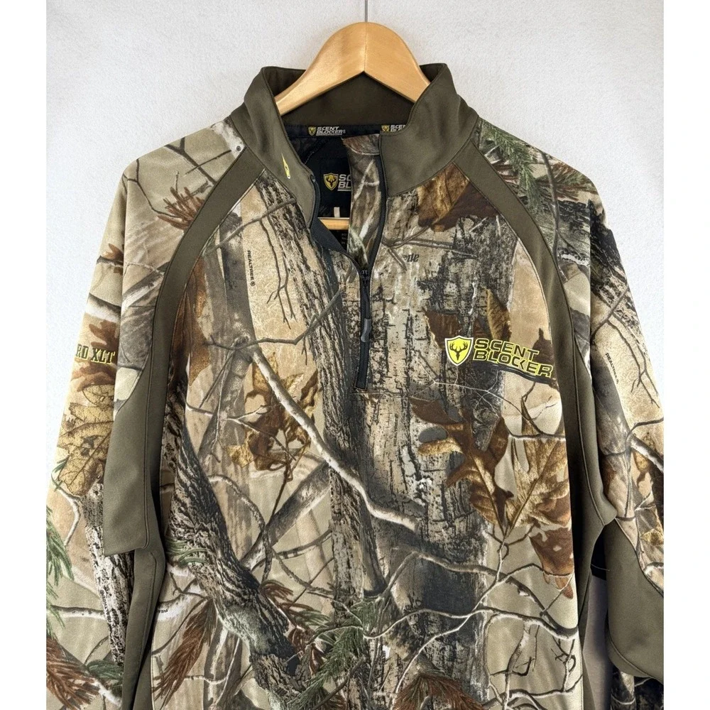 Scent Blocker 1/4‎ Zip Mens Camo Pullover Jacket Size Large